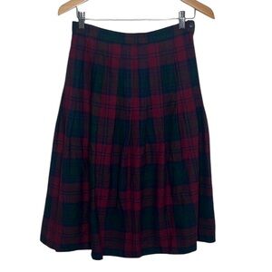 Vintage Pitlochry Red Plaid Tartan New Wool Midi Skirt Women Size 14